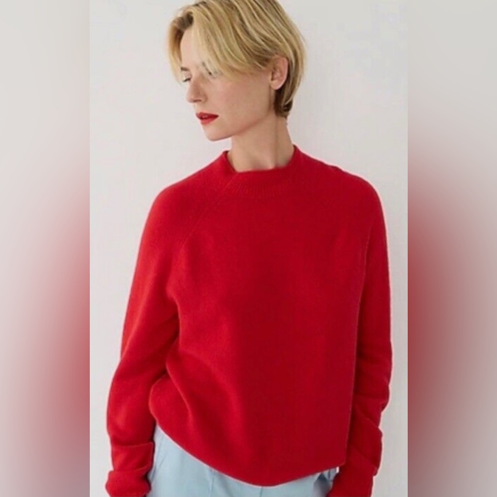 J. Crew Rollneck Sweater EUC Wool Alpaca Blend Super Soft Yarn Cherry Red Size M